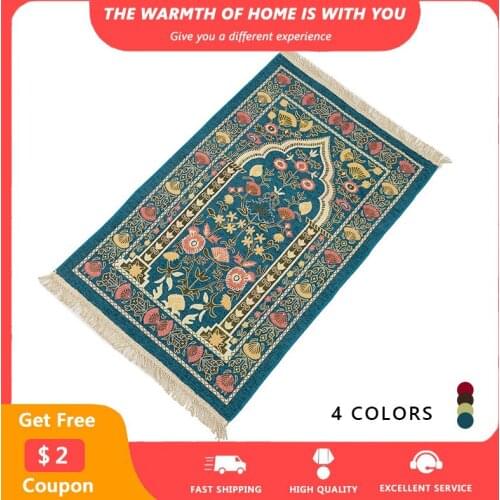 Muslim Prayer Rugs 110x70cm Islamic Mats For Muslim Vintage Print Embroidered Pilgrimage Rug Eid Mubarak Ramadan tapis de priere