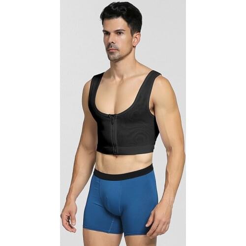 Men Gynecomastia Corset Shaping Body Shaper Slimming Chest Tops Control Breast Underwear Zipper