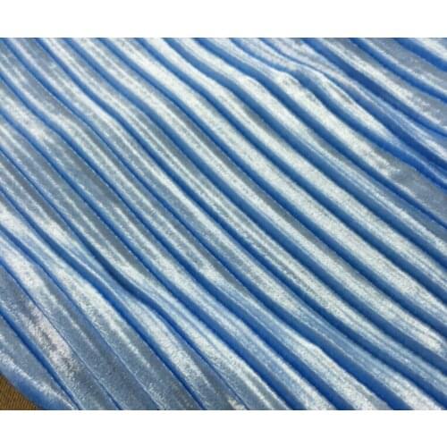 2 meters 150cm 59.05" width sky blue soft crumple accordion pleated pleuche velour fabric for long skirt dress MM28