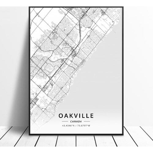 Oakville Kitchener Levis Burlington Campbell River Guelph Canada Map Canvas Art Poster