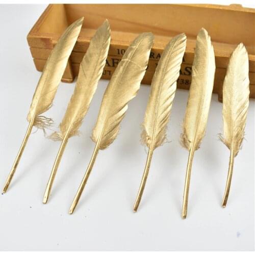 Wholesale Gold Dipped Duck Feathers Goose Feathers for Crafts 10-15CM/4-6inch Natural Pheasant Feather Plumes for Jewelry Making