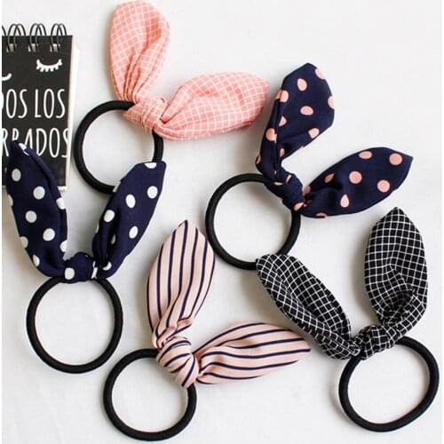 Cute Rabbit ears Tied rope hair accessories female rubber band elastic hair bands Korean Hair ring headwear Accessories