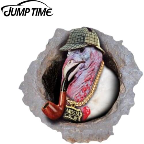 Jump Time 13cm x 12.2cm Gangsta turkey gobbler Sticker Torn Decal Wild Animal Funny Car Stickers Window Bumper 3D Styling