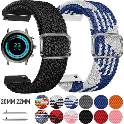 22mm Nylon Strap for Fossil Gen 5 Carlyle HR Julianna HR Band for Fossil Sport 43mm / Q Explorist HR Gen 4 Elastic Adjust Bands