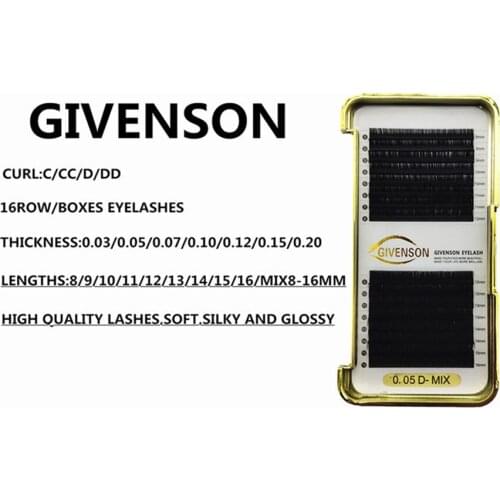 GIVENSON 16Rows 0.18/0.20/0.25 Individual Eyelash Extension eyelashes extension For Makeup Supplies HandMade Lash