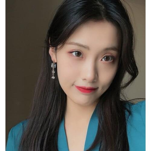 Korean Style Luxury Elegant Shiny Square Crystal Dangle Earrings For Women Party Daily Jewelry Cute Handmade Creative Earrings