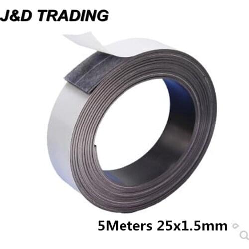 5M Self Adhesive Magnetic Stripe Rubber Flexible Magnet DIY Strip Tape Width 25mm Thickness 1.5mm