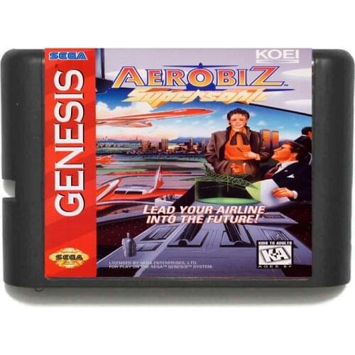 Sega MD game card - Aerobiz Supersonic NTSC-USA for 16 bit Sega MD game Cartridge Megadrive Genesis system