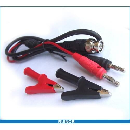 2Set Male BNC Plug to 4mm Banana Plug Cable 100cm BNC to Alligator Clip Clamp