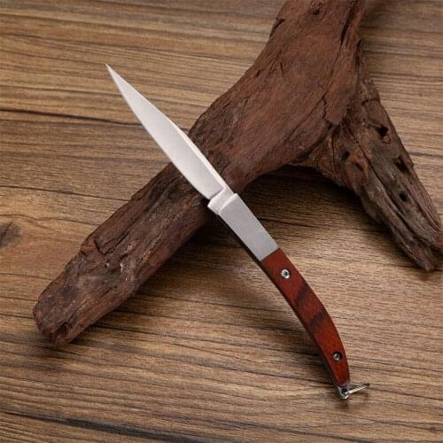 Redwood Handle Folding Knife Multifunctional Camping Carry-on Self-defense Tactical Knife Pocket Knifes