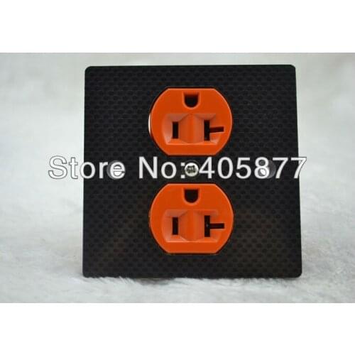 US with 2 Power Socket Carbon Panel HiFi 8.7cmX8.7cm