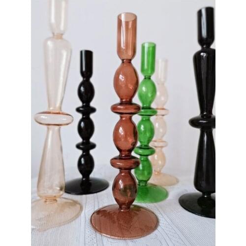 1PC Glass Candle Holders, Clear Glass Candlestick Ideal for Parties Wedding Special Events Everyday Use Home Decor Christmas