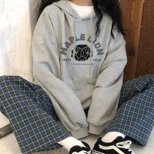 Sweatshirt women Casual street plus size hooded sweater plus loose wild long-sleeved jacket Vogue female couple clothes New