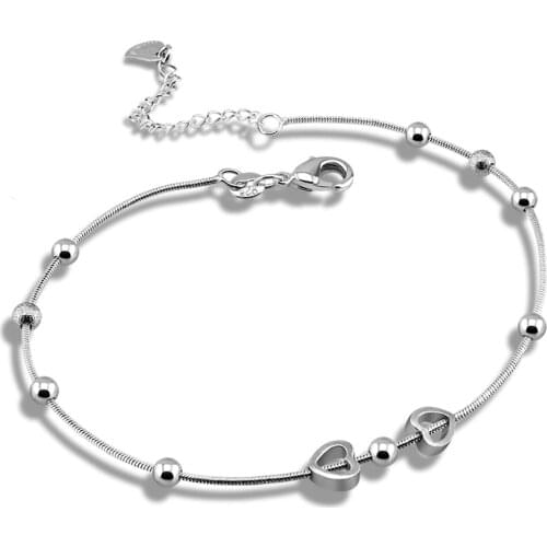 100% 925 Sterling Silver Simple Beach Foot Anklet For Women Bohemian Female Anklets Bracelet On the leg Jewelry