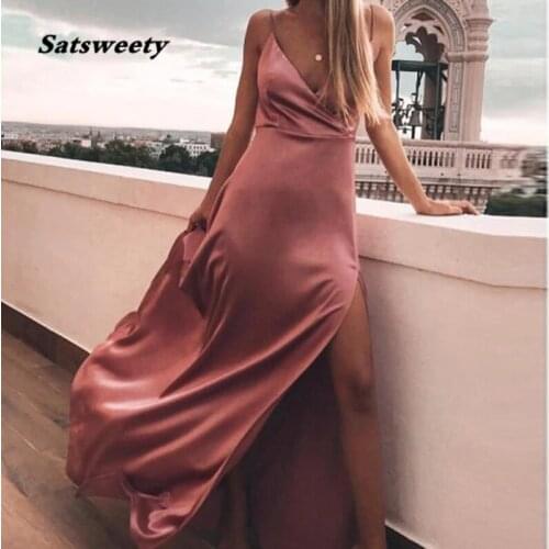 Evening Dress 2021 Spaghetti Strap Formal Dress Vestido Dress Party Side Split Robe De Soiree Sexy Vestidos Elegantes Abiye