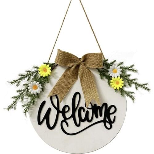 Hanging Wreath Printed Wood House Number Shooting Props Black And White Grid Wall Decoration Home Ring Hoop Door Wreaths