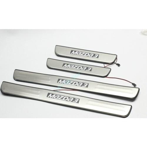 Stainless Steel Door Sill Scuff Plate Guard Sills Protector Trim For Mazda3 2004