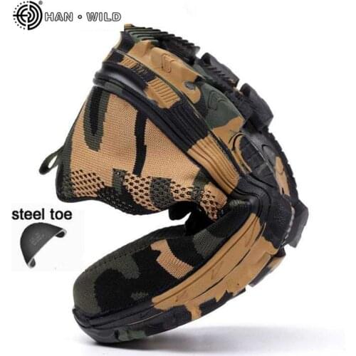 Safety Steel Toe Shoes Men Waterproof Work Shoe Labor Insurance Puncture Proof Sneakers Mens Military Army Camo Boots