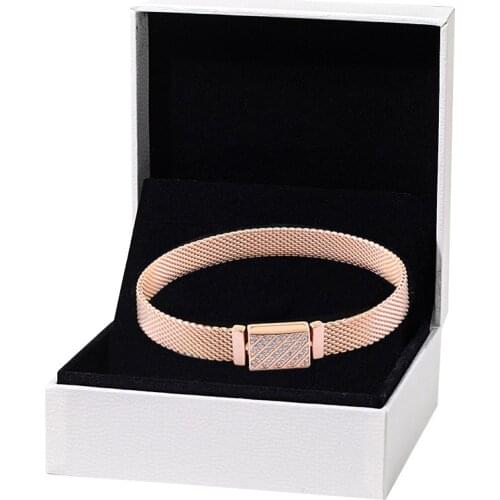 925 Sterling Silver Reflexions Long Clasp Pave Bracelets For Women Fit Charms Beads DIY Bracelet Bangles Gift Fashion Jewelry