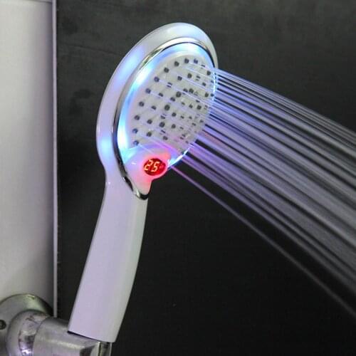 LCD Hand Shower Led Handheld Shower Head with Temperature Digital Display 3 Colors Change Water Powered LED Shower Sprinkler