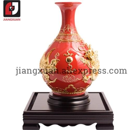 24k gold foil 8 inch ancient handicrafts dragon phoenix yuhuchun red porcelain decorative vases unique home decor keepsake gifts