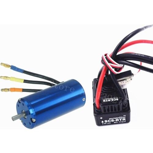1Set 120A Waterproof ESC SBEC Brushless 2-4S Lipo NiMH 3674 Motor 2600KV For 1/8 1/10 Scale Models Remote Control RC Car SC8-RTR