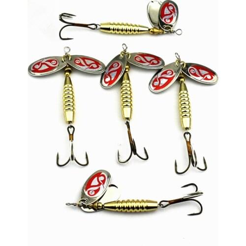 1 Pcs Artificial Metal Rotating Spoon Lure Fishing Lures Metal Fish Hooks Bass Trout Perch Pike Rotating Treble Hook Sequins