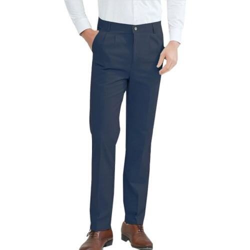 100% Cotton Quality Anti-pilling Big Size 30-48 Soft Pleated Streight Man Trousers Business Formal Long Casual Chino Men Pants