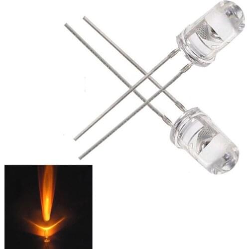 100PCS 5mm Round Yellow Water Clear LED Light Diodes Kit