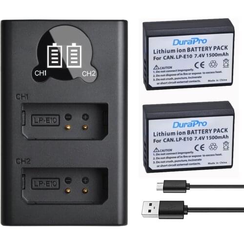 2pc 1500mAh LP-E10 LP E10 LPE10 Rechargeable Li-ion Battery Charger Set For Canon 1100D 1200D Kiss X50 X70 Rebel T3 T5 Camera