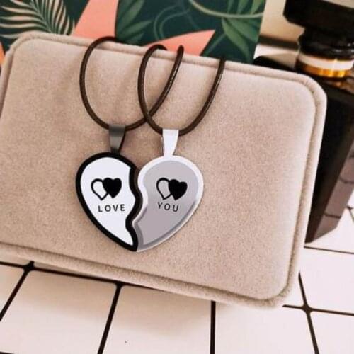 2 PCs/Set Couple Necklace for Women Men Silver Color Heart Lock Key Pendant Paired Necklace Fashion Choker Gifts for Women