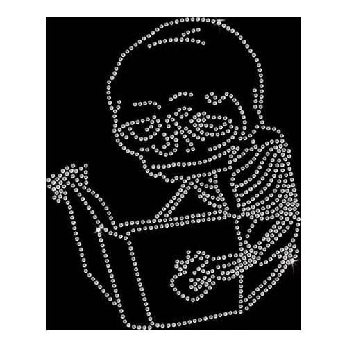 2pc Skull reading iron on rhinestone transfer designs hot fix rhinestone applique stickers flatback hot fix rhinestone patches