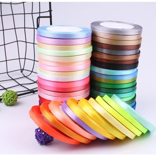 25 Yards 22 Meters 6mm 2/8" Satin Ribbon Christmas Party Wedding Decoration Team Bride Gift Wrapping Packaging Silk fitas ruban