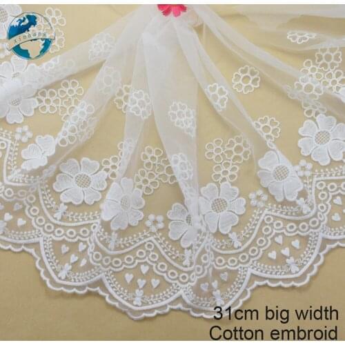 31cm white lace cotton embroidery lace french lace ribbon fabric guipure diy trims warp knitting sewing Accessories#3743