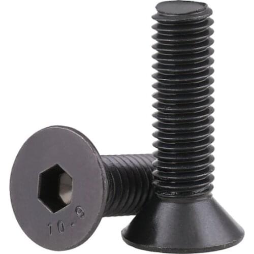 10.9 Level Black Hex socket Flat Head Bolts KM DIN7991 Countersunk Head Hexagon Socket Machine Screw M8 m10 m12 m16 5Pcs
