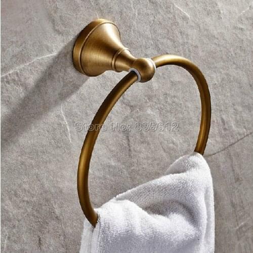 Antique Brass Wall Mounted Bathroom Towel Rings Holder Wba130
