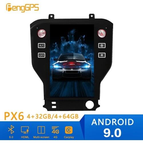 Android 9.0 Tesla Style Car Radio Vertical Screen For Ford Mustang 2015 2016 18 GPS Navigation Recorder Multimedia No CD Player