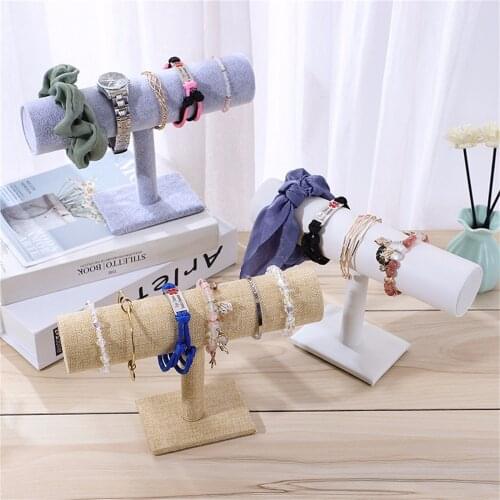 Velvet T-Bar Display Storage Shelves Jewelry Shelf Organizer Watch Storage Racks Headband Bracelet Stand Holder Dropshipping