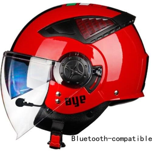 Free shipping 1pcs 3/4 Open Face DOT Cafe Racer Retro Vintage Bluetooth Wireless Headset Headphone Motorcycle Helmet Red M L XL