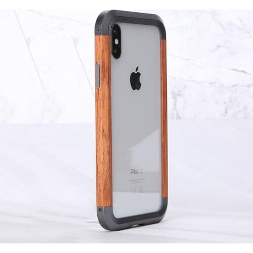 R-JUST Aluminum Metal Wood Bumper Case For iPhone XS Max X Case Cover Slim Natural Wood Armor Phone Protective Case Capa