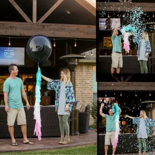 1pcs 36inch black Balloon He or she Sex Reveal Balloons blue pink confetti Boy or Girl Baby shower Latex Quality Balloons Party