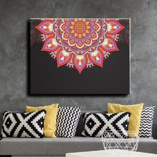 Mandala Flower Color Classical Ethnic Bohemian Wall Art Printed Canvas Painting Poster Picture Yoga Living Room Home Interior De