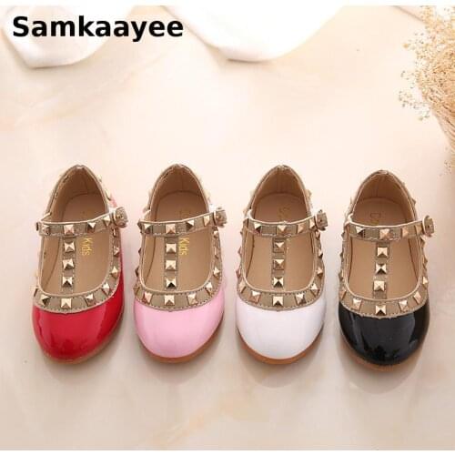 0-18y Kids Leather Shoes Children Shoes Spring Autumn Baby Girls Rivets Flats Princess Sandals Soft Bottom Toddler Footwear s27