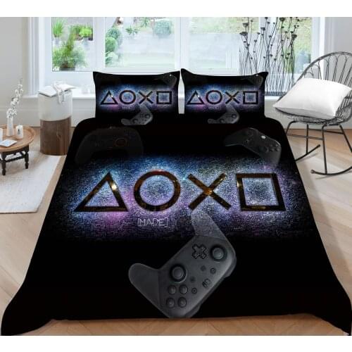 Hot sale 3D Black Game Pad Printing Bedding set Quilt cover with pillowcases Single Queen King sizes 2/3 pieces