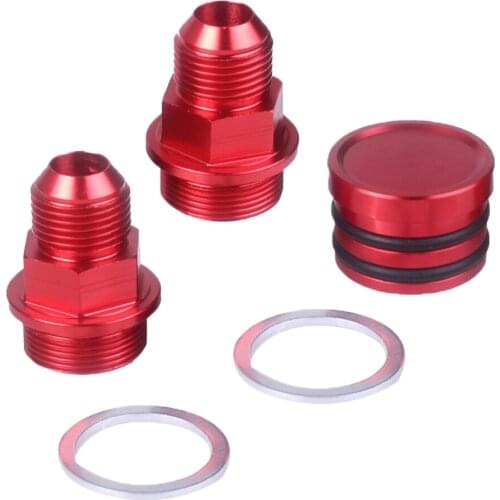 For Honda Red Block Breather Fitting & Plug Catch Can M28 To 10AN B18C B16