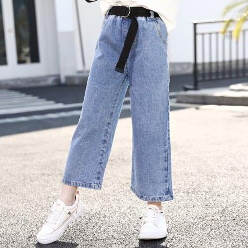 Middle and Large Girls Wide Leg Jeans Belt Included a Generation of Fat Childrenswear Girls Loose Autumn Denim Trousers