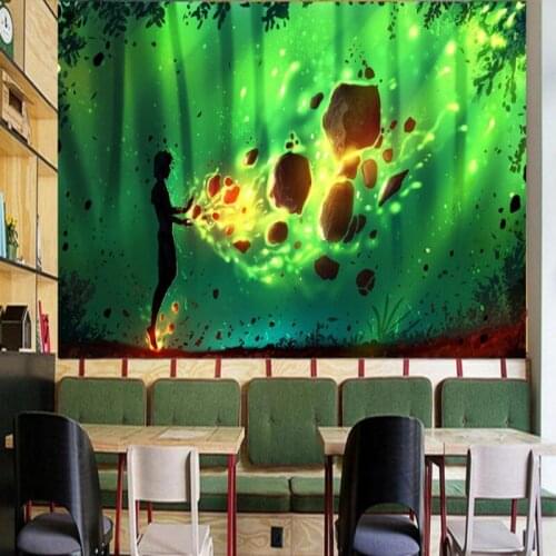 Custom photo wallpaper Hand painted creative green mural tooling living room background wall KTV hotel mural wallpaper