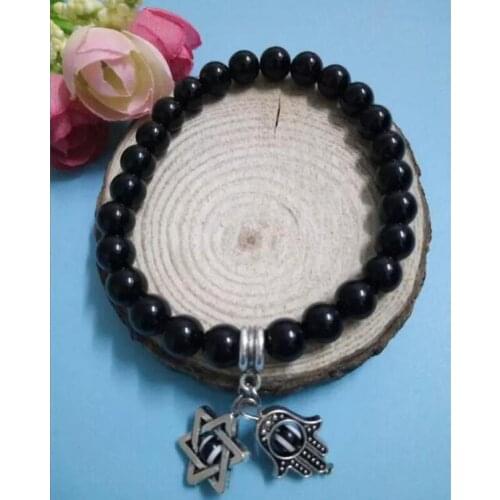 Hot Vintage 1pcs Hassam hand Star of David&Evil Eye Charms Beaded Protection Spiritual Stretchy Bracelets&Bangles