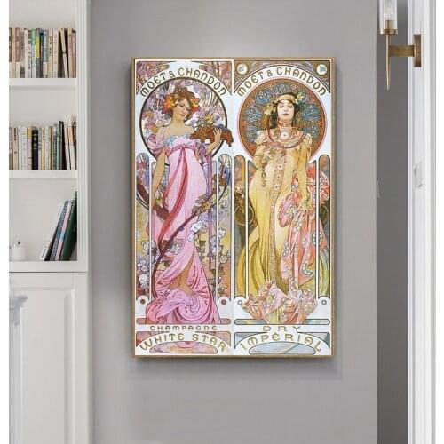 Alphonse Mucha Vintage Illustration Canvas Posters and Prints Art Nouveau Canvas Paintings Wall Art Piuctures Home Decoration
