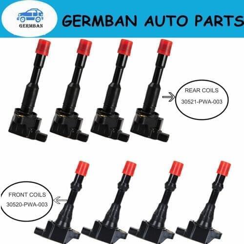 8PCS/LOT Front&Rear Ignition Coils 30520-PWA-003 30521-PWA-003 For Honda Civic 7 8 VII VIII JAZZ FIT 2 3 II III 1.2 1.3 1.4L